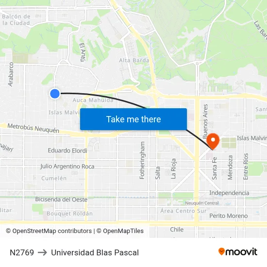 N2769 to Universidad Blas Pascal map