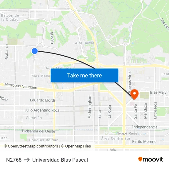 N2768 to Universidad Blas Pascal map