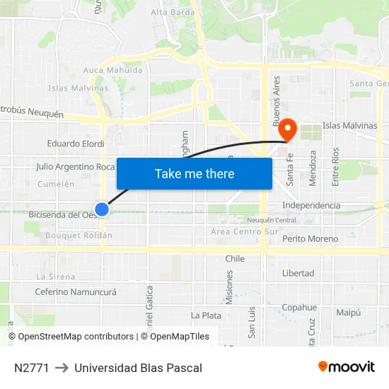 N2771 to Universidad Blas Pascal map