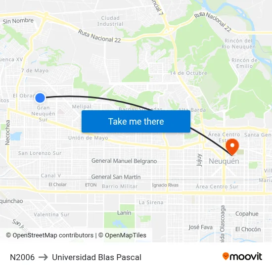 N2006 to Universidad Blas Pascal map