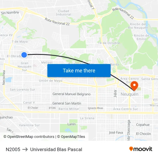 N2005 to Universidad Blas Pascal map