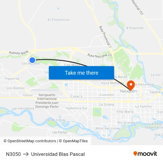 N3050 to Universidad Blas Pascal map