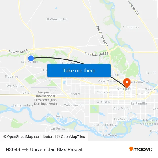 N3049 to Universidad Blas Pascal map