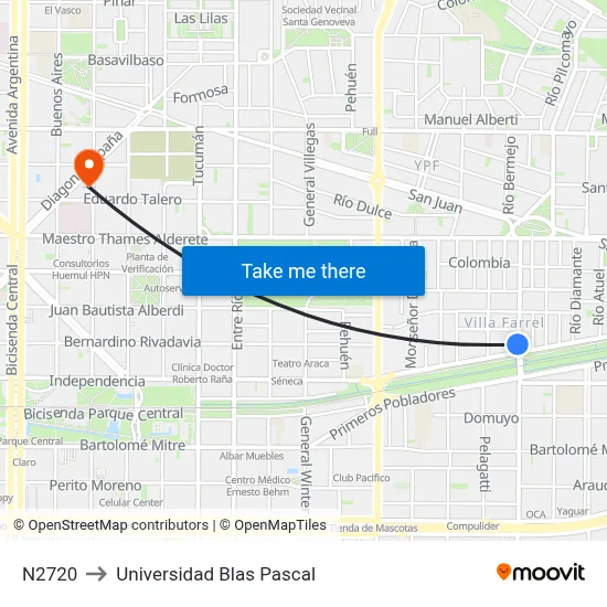 N2720 to Universidad Blas Pascal map