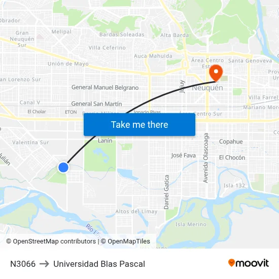 N3066 to Universidad Blas Pascal map