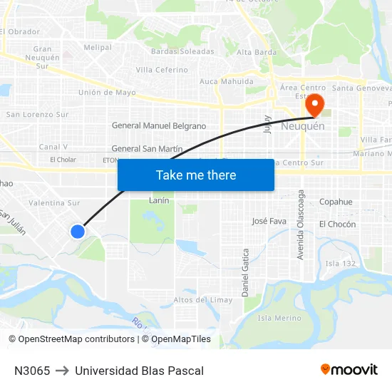 N3065 to Universidad Blas Pascal map
