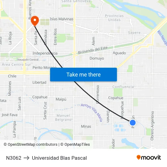 N3062 to Universidad Blas Pascal map