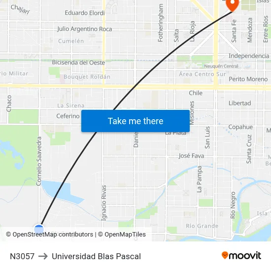 N3057 to Universidad Blas Pascal map
