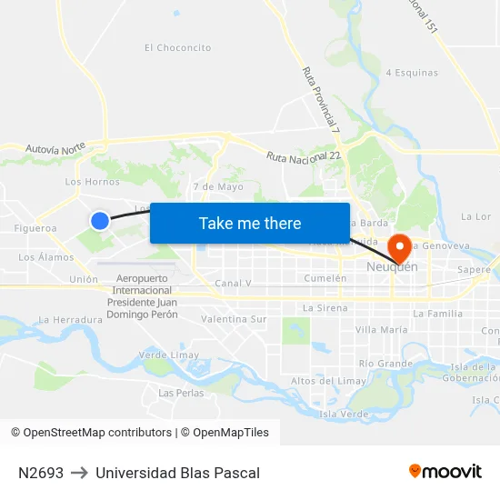 N2693 to Universidad Blas Pascal map