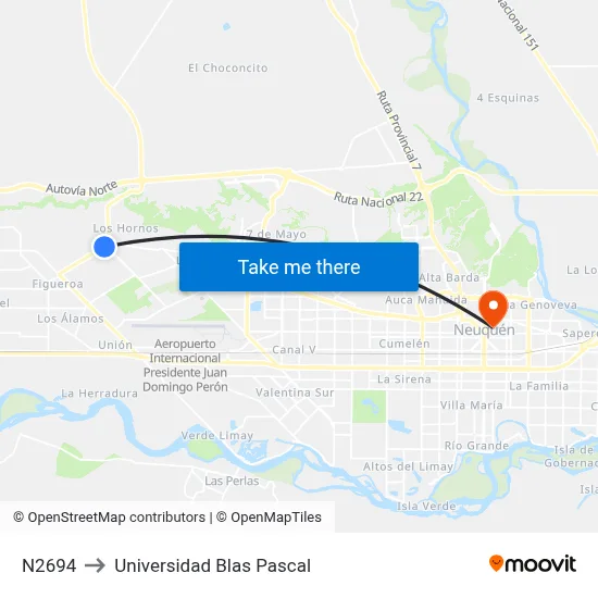 N2694 to Universidad Blas Pascal map