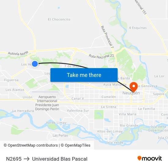 N2695 to Universidad Blas Pascal map