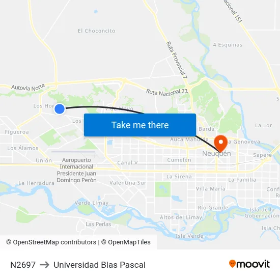 N2697 to Universidad Blas Pascal map