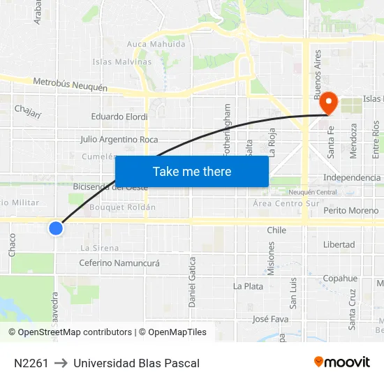 N2261 to Universidad Blas Pascal map