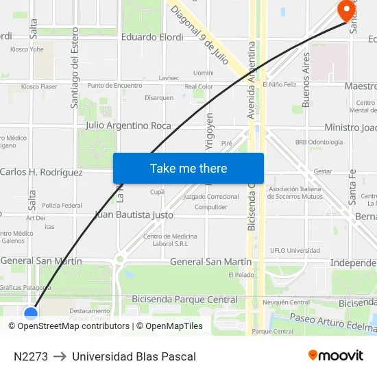 N2273 to Universidad Blas Pascal map