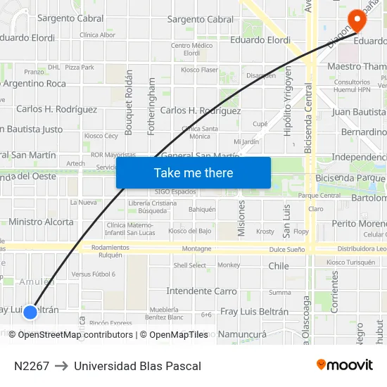 N2267 to Universidad Blas Pascal map