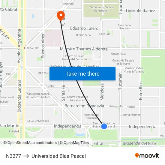 N2277 to Universidad Blas Pascal map