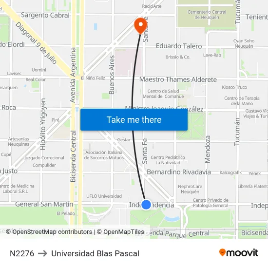 N2276 to Universidad Blas Pascal map