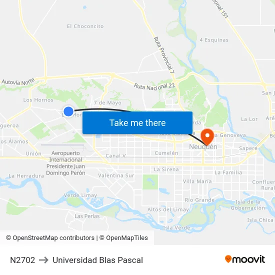 N2702 to Universidad Blas Pascal map
