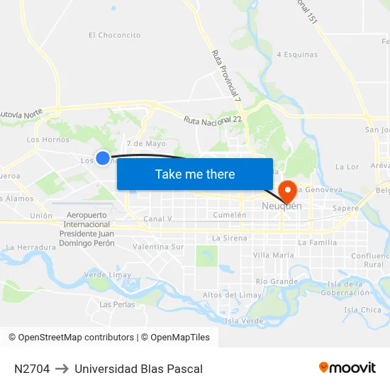 N2704 to Universidad Blas Pascal map