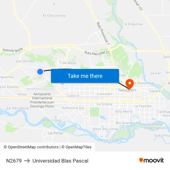 N2679 to Universidad Blas Pascal map