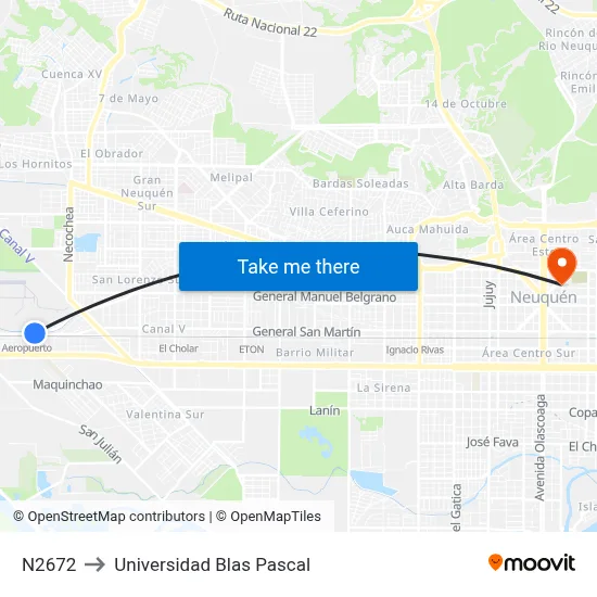 N2672 to Universidad Blas Pascal map