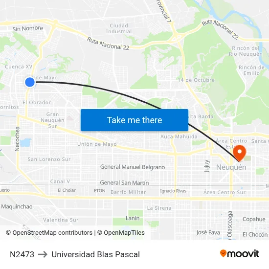 N2473 to Universidad Blas Pascal map
