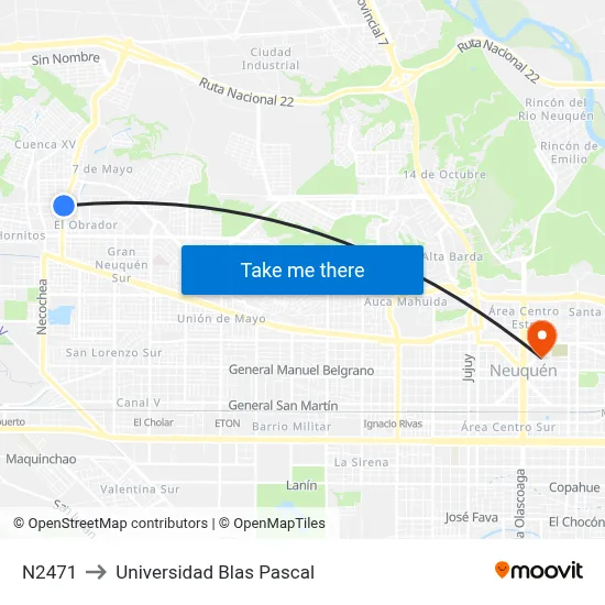 N2471 to Universidad Blas Pascal map
