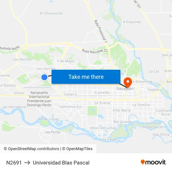 N2691 to Universidad Blas Pascal map