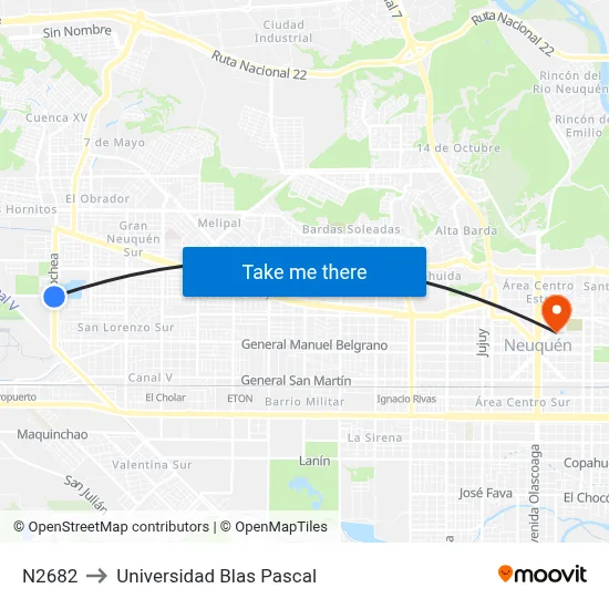 N2682 to Universidad Blas Pascal map