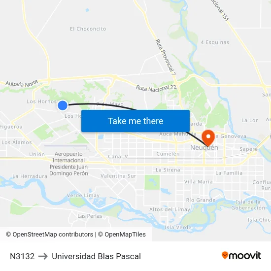 N3132 to Universidad Blas Pascal map