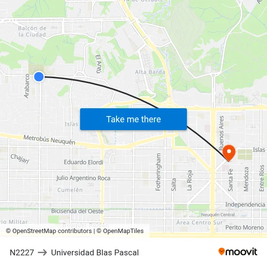 N2227 to Universidad Blas Pascal map