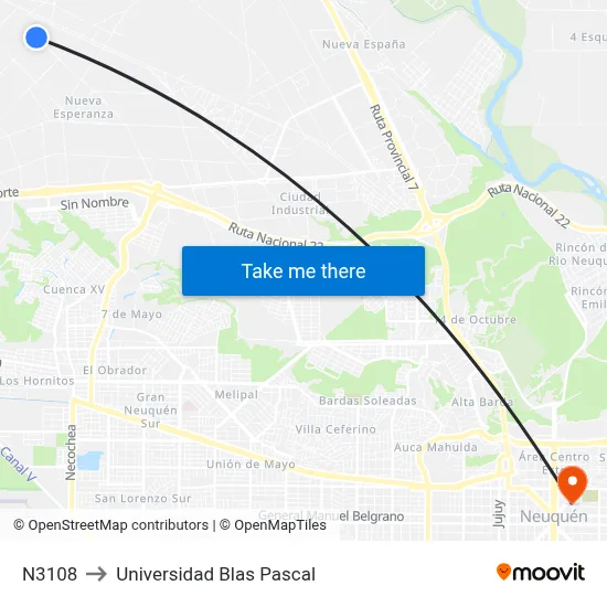 N3108 to Universidad Blas Pascal map