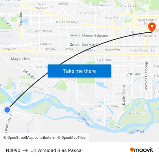 N3090 to Universidad Blas Pascal map