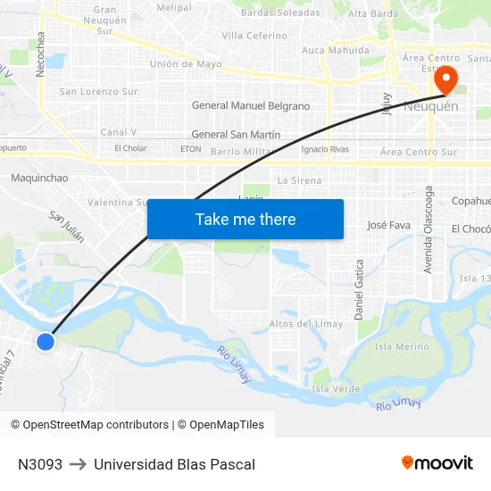 N3093 to Universidad Blas Pascal map