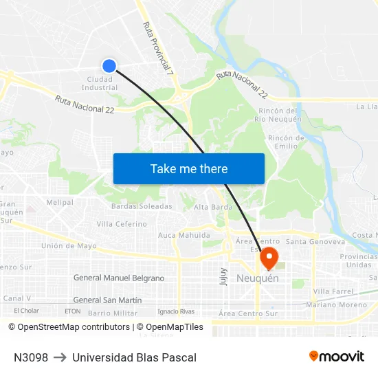 N3098 to Universidad Blas Pascal map