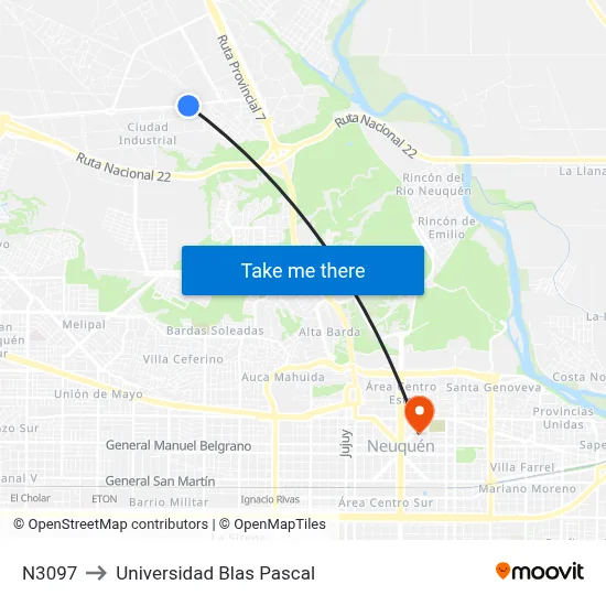 N3097 to Universidad Blas Pascal map