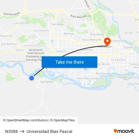 N3088 to Universidad Blas Pascal map