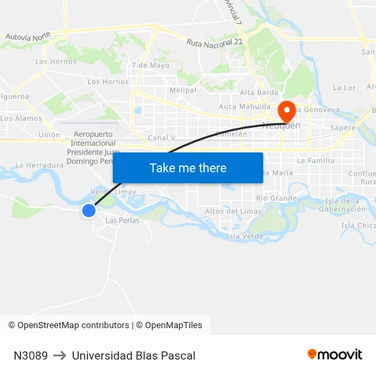 N3089 to Universidad Blas Pascal map