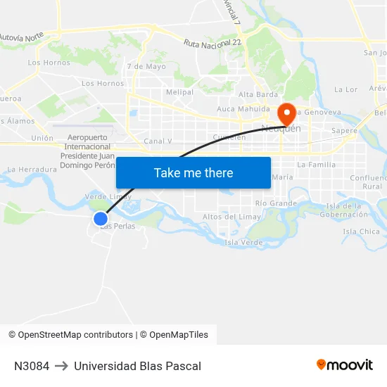 N3084 to Universidad Blas Pascal map