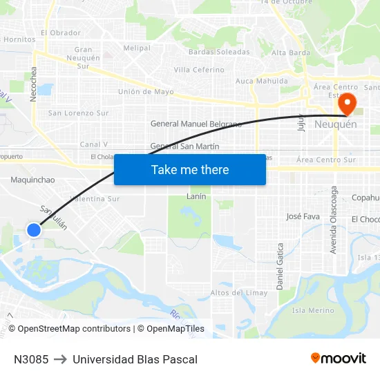 N3085 to Universidad Blas Pascal map