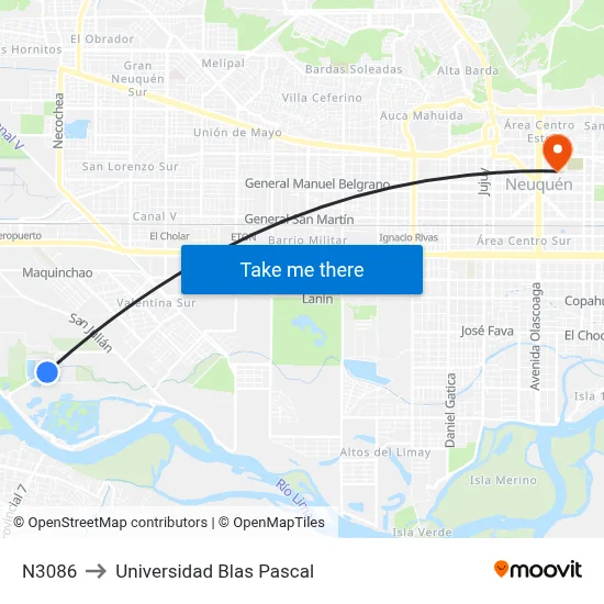N3086 to Universidad Blas Pascal map