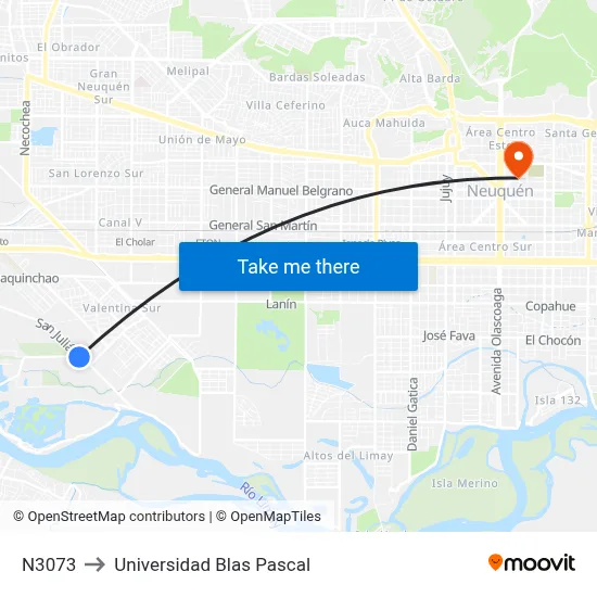 N3073 to Universidad Blas Pascal map