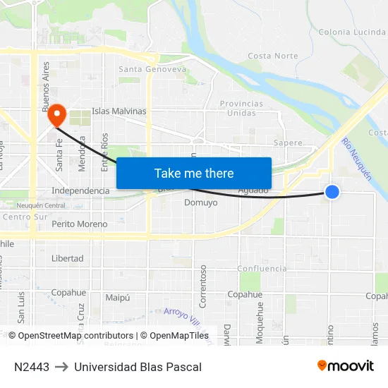 N2443 to Universidad Blas Pascal map