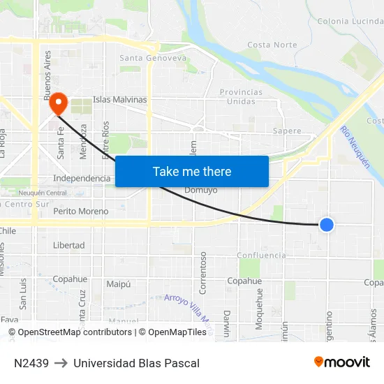 N2439 to Universidad Blas Pascal map