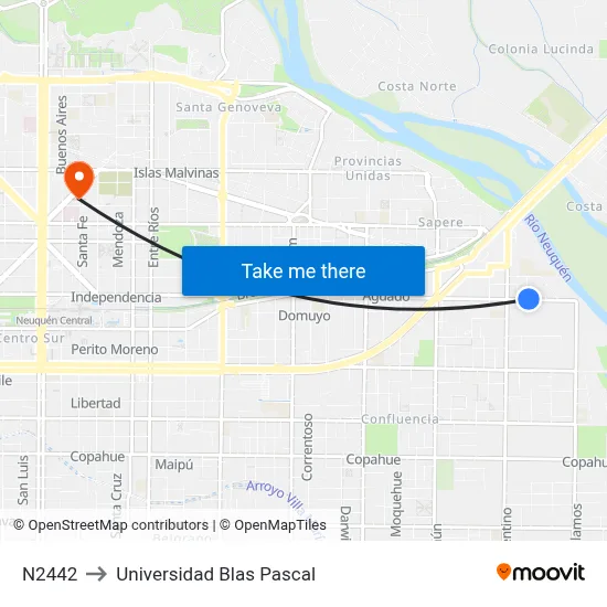N2442 to Universidad Blas Pascal map