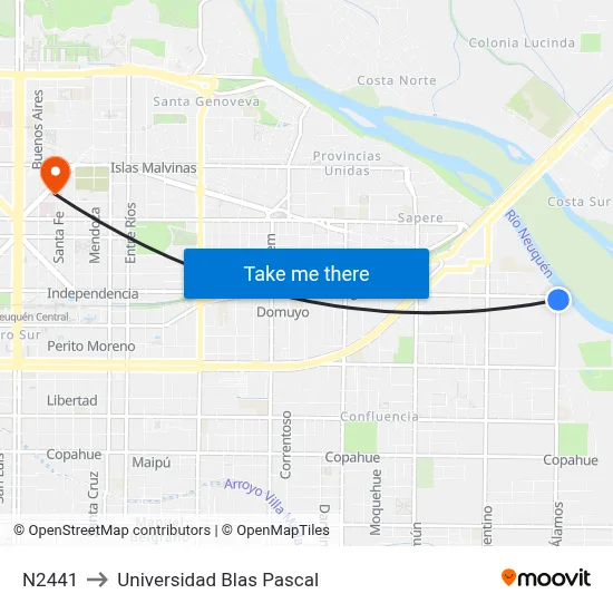 N2441 to Universidad Blas Pascal map