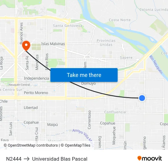 N2444 to Universidad Blas Pascal map