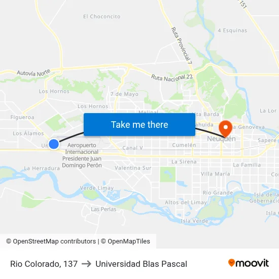 Rio Colorado, 137 to Universidad Blas Pascal map