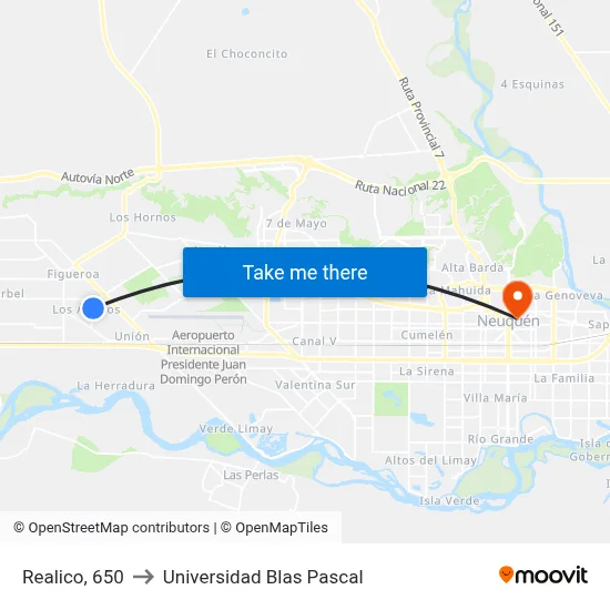 Realico, 650 to Universidad Blas Pascal map