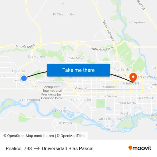 Realicó, 798 to Universidad Blas Pascal map